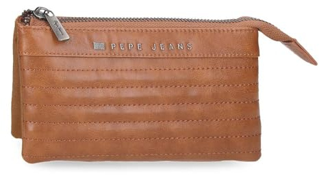 Pepe Jeans Biker Porte-monnaie trois compartiments marron 17,5 x 9,5 x 2 cm Polyester avec détails en cuir synthétique by Joumma Bags, marron, Talla única, Porte-monnaie à trois compartiments