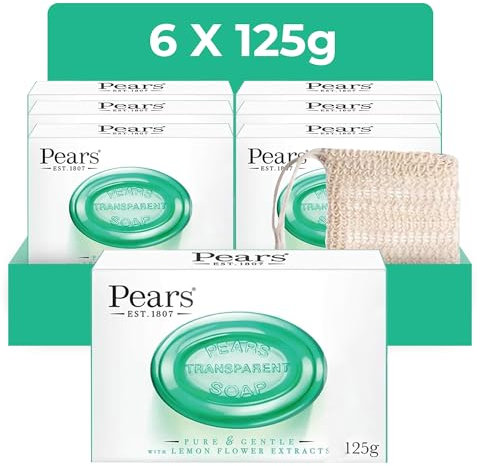 Pears Lemon Soap Bars 125g 6 Pack + 1x Soap Bag