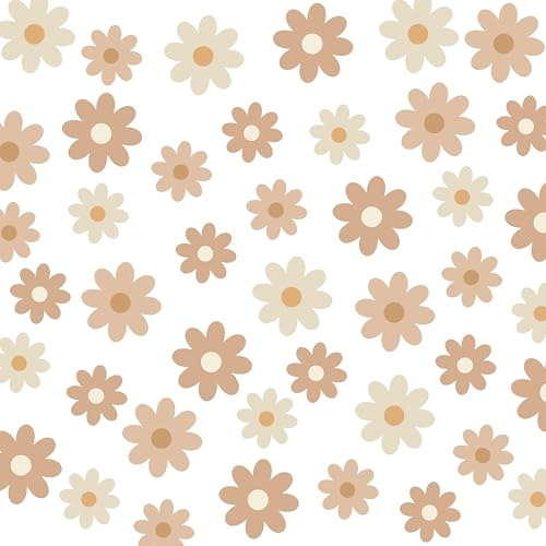 Wally Fox - Wandtattoo Kinderzimmer - Kinderzimmer Deko - Wandtattoo Kinderzimmer Mädchen - Wanddeko - Gänseblümchen - Braun, Beige - 44 Stück