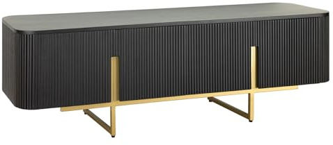Riess Ambiente Massives TV-Board Gatsby - 160cm - schwarz Gold - Mangoholz Retro Lowboard Design Fernsehtisch Wohnzimmer modern