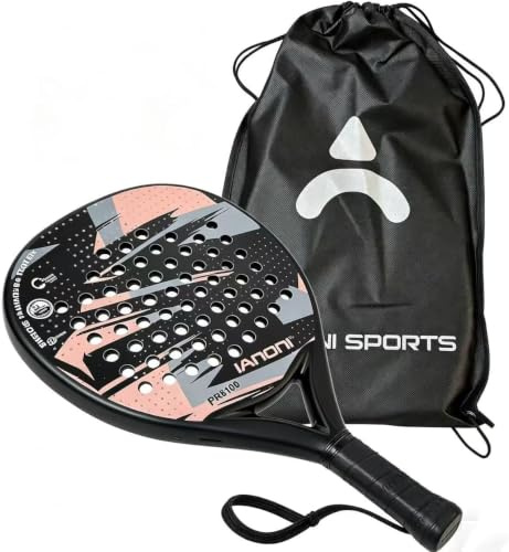 ianoni Padel Racket Carbon Fiber Surface with EVA Memory Flex Foam Core Padel Tennis Racquets Paddle Tennis Racket-8100 gray-orange