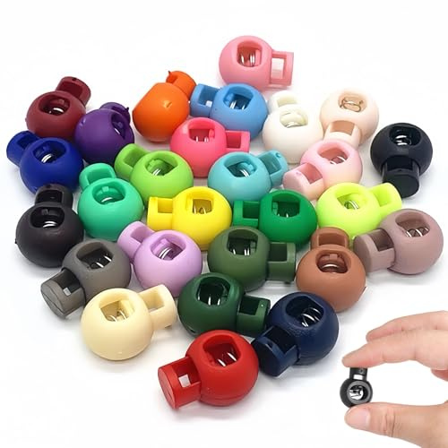 Cuixia 20 Pcs Toggles for Drawstrings, Cord for Drawstring Bags, Spring Cord Lock Toggle, Plastic Multicolor Adjustable Toggles for Backpacks Straps Sportswear Clothing