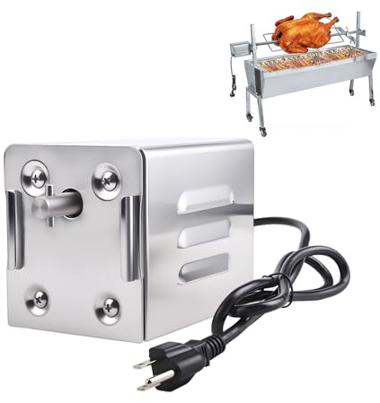 Moteur de rôtissoire 15 W – Moteur de rôtissoire pour barbecue jusqu'à 40 kg, broche de rechange universelle robuste pour rôtissoire de porc/chèvre/poulet, barbecue en plein air, camping et