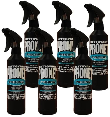 PRONET - Nettoyant Ligne d'eau Piscine et Spa - Nettoie et dégraisse efficacement - Dégraissant Liner, Coque et carrelage - Prête à l’Emploi - Application Facile - Lot 6x500Ml