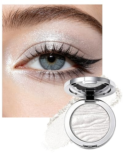Silber Glitzer Lidschatten, Diamant Schimmer Lidschatten Make-up Palette | Langanhaltender Creme Highlighter Eyeshadow, Leicht Verblendbar & Schichtbar, Hochglanz Eyeshadow Palette für Funkelnden Look