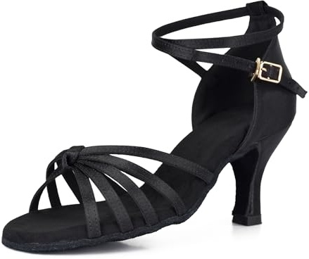 VASHCAME – balett/latin/standard dansskor sandaler Black Knot(Heel-7cm) 6 UK/24.5 CM
