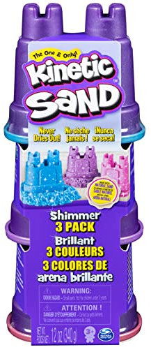 Kinetic Sand - 3 Packs de 340g de Arena Mágica Brillante con Purpurina de Colores para Mezclar, Moldear y Crear - Kit Manualidades Niños - 6053520 - Juguetes Niños 3 Años +