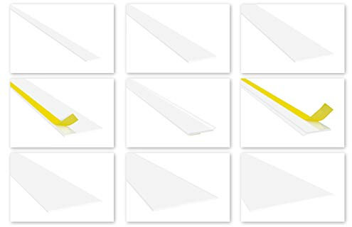 HEXIM Fenster/PVC Flachleisten 3mm Stärke - Kunststoffleisten 20 bis 200mm Breite, wahlweise selbstklebend - 2 Meter HJ 173(200x3mm mit Filmklebeband)