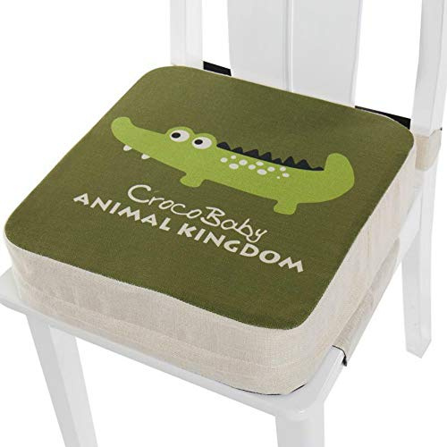 Kinder Sitzkissen Sitzerhöhung Stuhl, Fansu Baby Tragbar Sitzkissen Cartoon Quadratische Verstellbar Zerlegbar Kleinkinder Esszimmerstuhl ErhöHen Pad Esszimmer Boostersitze (40x40x10cm,Krokodil)