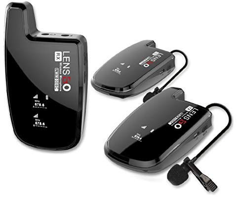 LENSGO Kabelloses Lavalier-Mikrofonsystem, LWM-308C 30-Kanal UHF Professionelles omnidirektionales kabelloses Ansteckmikrofon mit 2 Sender und 1 Empfänger für Canon Nikon DSLR Kamera Smartphone und