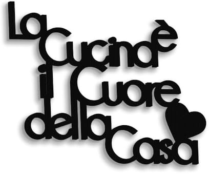 Declea Home Decor, Scritta frase in legno da appendere La cucina è il cuore della casa, Decorazione Murale da appendere alla parete ideale per la per cucina, Black, 40x30 cm