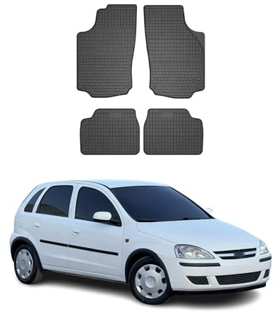 OMAC Fußmatten für Opel Corsa C 2000-2006 Gummi 4tlg Schwarz | Automatten, Gummimatten, Allwetter, Antirutsch, fahrzeugspezifisches Produkt, wasserdicht
