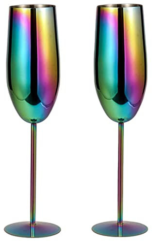SRYC Bicchieri da Vino infrangibili in Acciaio Inossidabile,flauti di Bicchieri di Champagne,Calice in Metallo infrangibile,Calici da Vino per la Famiglia, Bevande Calde e Fredde