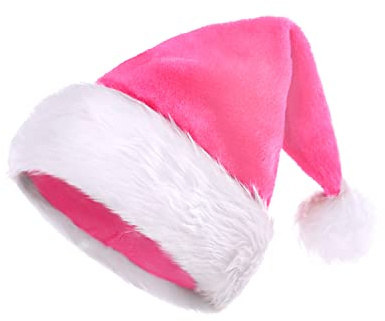 KONVINIT Rose Bonnet Noel Chapeau pere Noel Peluche Chapeau Fête Noel Lot de Bonnet de Noel pour Adulte Chapeau de Noel Bonnet pere Noel Homme Femme,rose