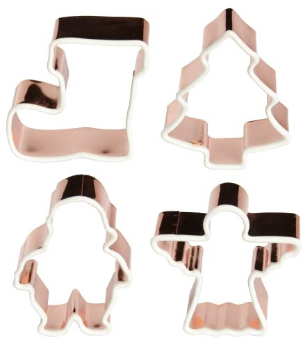 Lurch - Lot de 4 emporte-pièces « Xmas Maxi » en acier inoxydable et silicone idéal pour la cuisson – Emporte-pièces en 4 motifs : Saint-Nicolas, bottes, ange, sapin – Emporte-pièces pour Noël