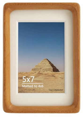 Natural Wood Photo Frames Inspired Tabletop Picture Frame with Mat, Vertical or Horizontal Display (Teak, 5x7 matted to 4x6)