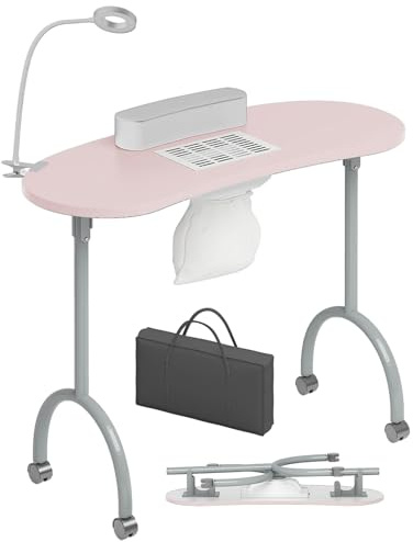 TABU Portable & Foldable Manicure Nail Table, Pink