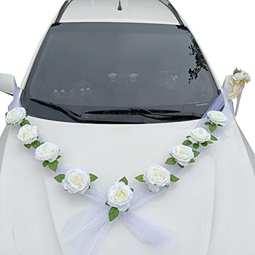 Autoschmuck Hochzeit Motorhaube Car Auto Wedding Deko, Hochzeit Braut Paar Rose Deko Dekoration Auto Schmuck Car Wedding Girlande Autodeko Hochzeitsschmuck Hochzeitsauto Deko für Hochzeit Party
