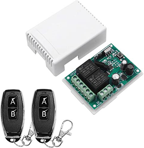 QIACHIP Interruttore di Controllo Remoto Relè Radiocomando Ricevitore 2 canali con 433Mhz RF telecomando DC 12V 24V per motore, luci, porta del cancello