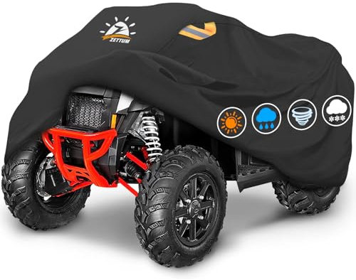 Zettum Cubierta para quad ATV – 213 cm ATV Auto Cover 600D PU Heavy Duty & Waterproof Outdoor Vehículo Lona para todo tipo de condiciones meteorológicas grande para Polaris, Honda, Yamaha (213 x 121 x