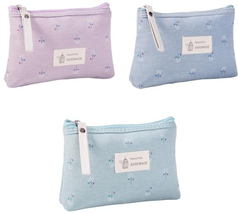 MisFun 3 Pezzi Borsa Cosmetica in Tela, Pochette Trucchi, Bustina Portatutto, Pochette da Viaggio, Borsa da Toilette, Borsa Cosmetica da Viaggio, per Uscite, Viaggi, Vacanze, Fitness