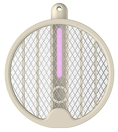 EUROXANTY-Matamoscas eléctrico Recargable por USB, Matamoscas eléctrico Plegable USB, Raqueta eléctrica para Moscas, matamoscas para Interiores, Camping, Viajes (Blanco)