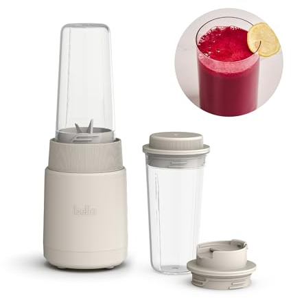 bella 6 Pcs Portable Rocket Blender, Juicer & Smoothie Maker, Press & Twist Design, EverGood™ & BPA Free Dishwasher Safe Parts, 4 Tip Stainless Steel Blade, Cord Wrap, 240 Watt Motor, Oatmilk