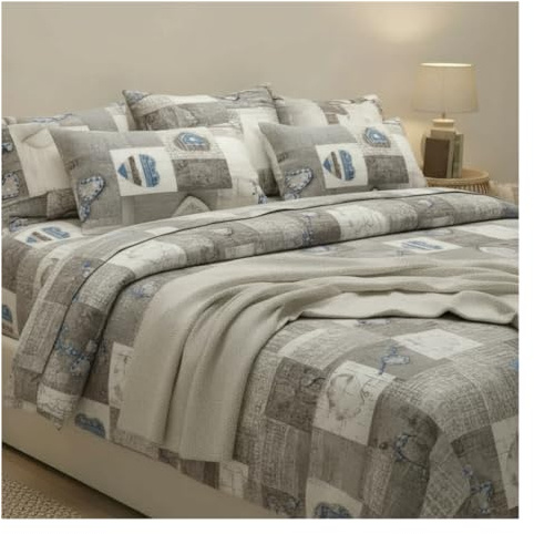 Diadema Completo Lenzuola Matrimoniali in Misto Cotone – Set Letto con Lenzuolo Sopra, Lenzuolo con Angoli e 2 Federe – Fantasia Cuori Shabby Chic Romantica, Morbido e Resistente