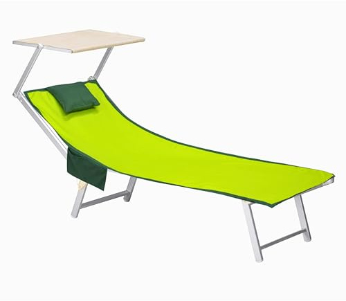 o-day Toalla de playa de microfibra Deluxe con bolsillos laterales y cojín hinchable, toalla de microfibra con ganchos para la máxima relajación de verano, toalla de playa 190 x 70 cm (05-verde)