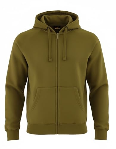 ROCK-IT Apparel Hooded Sweatshirt Hooded Jacket Workerhoodie Premium Pullover Hoody för män Storlekar XS-5XL-Mycket mjukt tyg Färg Olivgrön S