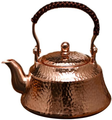 Dianzan Pure Copper Teapot, Handmade Turkey Stovetop Teapot Small Tetsubin Loose Leaf Tea Maker Water Kettle for Stovetop Induction