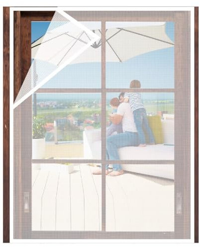 Fliegengitter mit Klettband zum Klemmen W85 x H170cm(33.4x67in) Weiß Insektenschutz mit Klettband selbstklebend,Moskitonetze für Fenster schützen die Familie vor Insekten