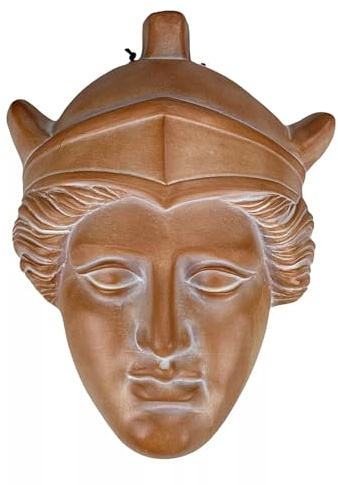 Athena Minerva Maske, Keramikfliesen, Wandrelief, Dekor, 26 cm