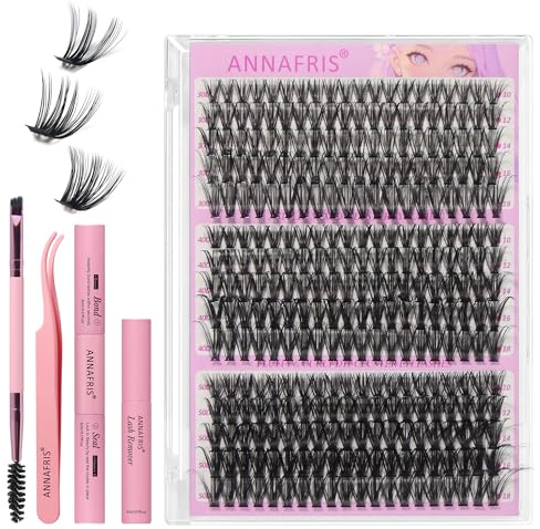 ANNAFRIS Pestañas Postizas Kit 30D+40D+50D Pestañas Pelo a Pelo 0.07mm D Curl 10-18mm Cluster Lashes Naturales DIY Pestañas(30D+40D+50D)