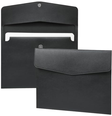 OFFCUP Funda A4 para Archivos, 2pcs Bolsa para Documentos de Cuero, Sobre para Documentos con Cremallera, PU Carpeta Portadocumentos A4, Organizador de Documentos para Papelería Tableta (Negro)