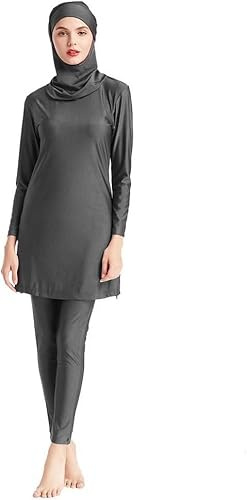 SUYUKU Muslimischer Badeanzug für Damen 3-teilige Muslimische Bademode Hijab Anzug Frauen islamischer Badeanzug Langarm Schwimmen Burkini Kostüm UV-Schutz Bademode Anzug S - 6XL