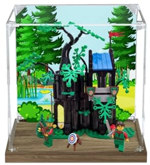 Transparent Acrylic Display Case for Lego 40567 Forest Treehouse Model ，Clear Box,Storage Box,Display Box,Compatible with 40567 Model. (Display Box only) (Wooden Base)