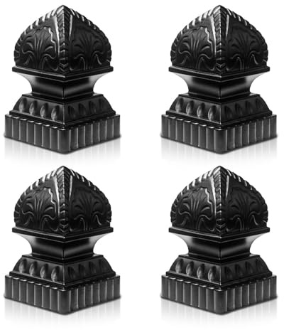 Guardrail Post Cover Cap,Railing Balls Easy Install Banister Balls for Fences Gates (Black Lotus 4P)