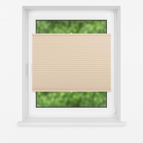 Birrke® Plissee ohne Bohren nach Maß zum Kleben – Fensterrollo Innen mit Up-Down, Sicht- & Sonnenschutz, einfache Montage, Maßanfertigung B:25-160 cm H:150-230 cm