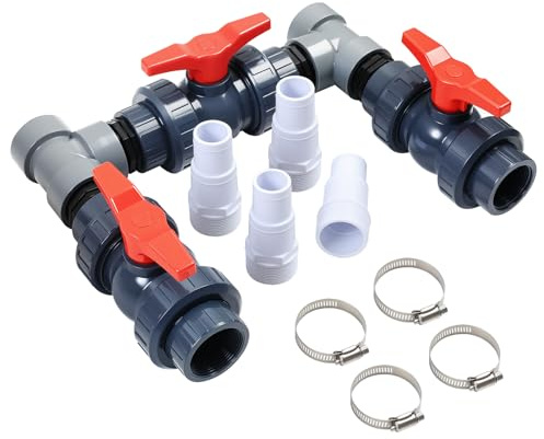 YedZen Bypass Pool Set Ø50mm, 32mm/38mm Pool Bypass Set für Wärmepumpe | Pool Anschluss Set für Solarheizung mit 32/38mm Schläuchen, für Poolheizung Wärmepumpe