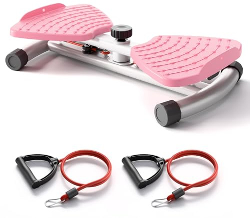 Waist Twist Sculptor Machine, Waist Trainer Disc for Weight Loss, Waist Relax, Ab Training, Balance Training, Foot Massage, Noiseless Home Exercise Equipment With Resistance Band, pink