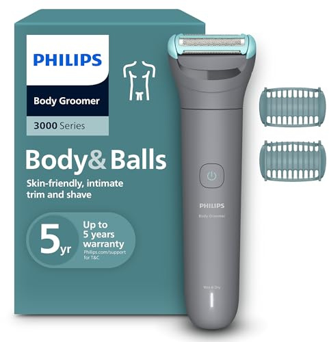 Philips Body Groomer 3000 Series - Trimmer for Men with Triple Protect Shave System, Intimate Trim & Shave, Close and Smooth on Skin, 100% Showerproof, 80 Min. Runtime, Model BG3480/15