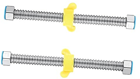 Operitacx Tuyau De Chauffe-eau 1/2 Pouce Ondulé En Acier Inoxydable 304 Résistant à Haute Température Flexible Pour Alimentation Eau Domestique 2 Pièces 60 Cm