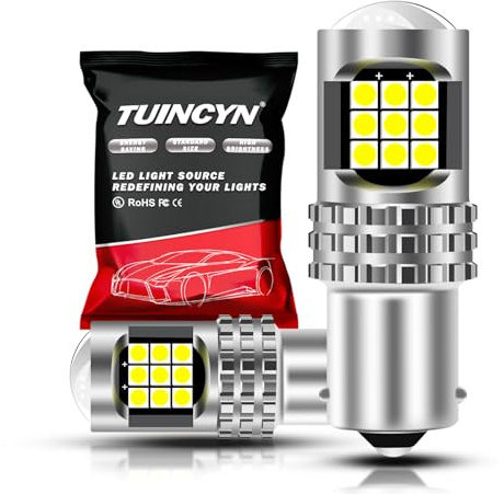 TUINCYN BAU15S PY21W Lampadina LED, Luci di Retromarcia 12V 24V 6000K Bianco, per Luci Freno, Indicatori di Direzione, Fanale posteriore, 2 Lampadine
