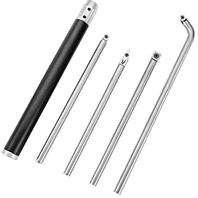 Herramientas de torneado de madera de carburo for torno con 1 mango, 4 cuchillas de repuesto, juego de cinceles de torno de acero al carbono for tallado de corte Para bricolaje