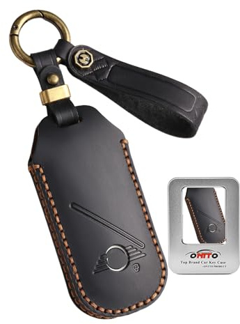 ontto Retro Schlüsseetui Schlüsselhülle Passt für BMW Mini Countryman U25 Cooper One Aceman 2023 2024 2025 2026 Leder Fernbedienung Cover Autoschlüssel Hülle Schlüsselcove Zubehör Schwarz