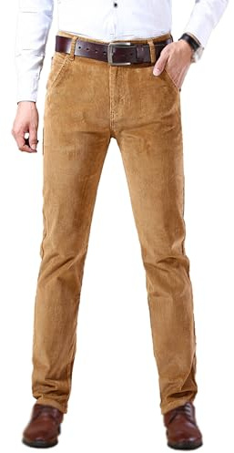 Pantalon en velours côtelé extensible pour homme, coupe classique, style vintage, 6 couleurs, pantalon habillé décontracté, kaki, 46