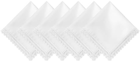 Weiße Spitzen-Taschentücher für Damen, weiche Baumwoll Damen-Taschentücher | 100% Baumwolle, für Trauerfeier, Hochzeit & Alltag, Maschinenwaschbar, Weich zur Haut und langlebig, Dick & Saugstark