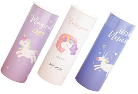 Gogogmee 3 Stück Runde Taschentuchbox Fürs Auto Einhorn Motiv Zylindrisch Zellstoff Komfortable Papierservietten Für Zuhause Büro Party