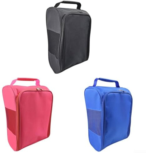 Praktische Golf-Schuhtasche mit Mesh-Einsätzen für effektive Luftzirkulation und bequeme Trageoptionen (schwarz)